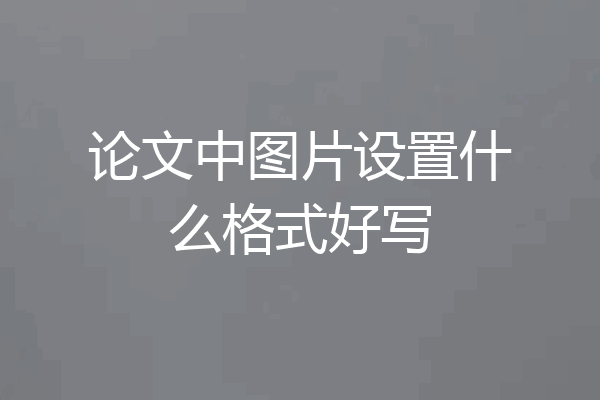 论文中图片设置什么格式好写