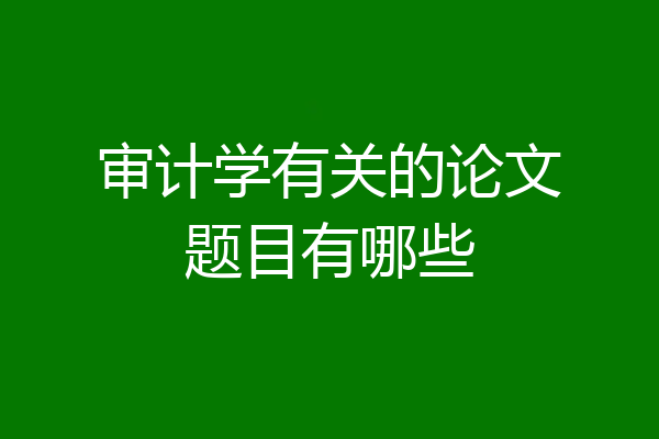 审计学有关的论文题目有哪些