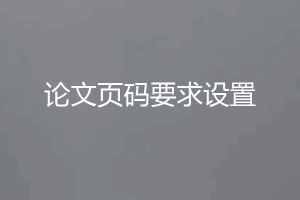 论文页码要求设置