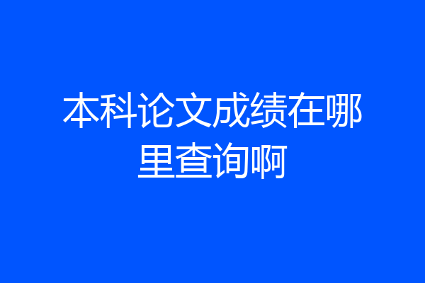 本科论文成绩在哪里查询啊