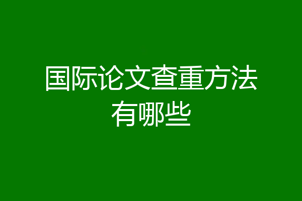 国际论文查重方法有哪些