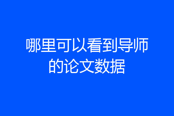 哪里可以看到导师的论文数据