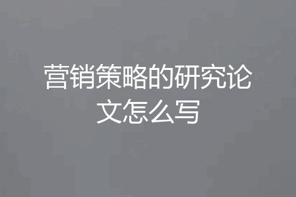 营销策略的研究论文怎么写