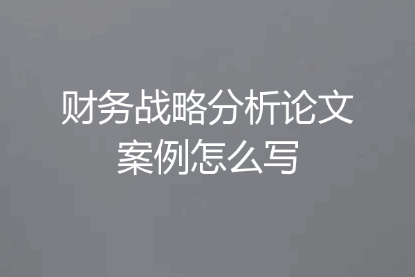 财务战略分析论文案例怎么写