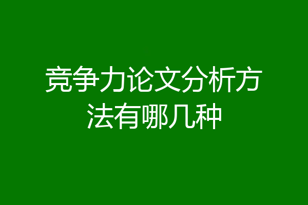 竞争力论文分析方法有哪几种