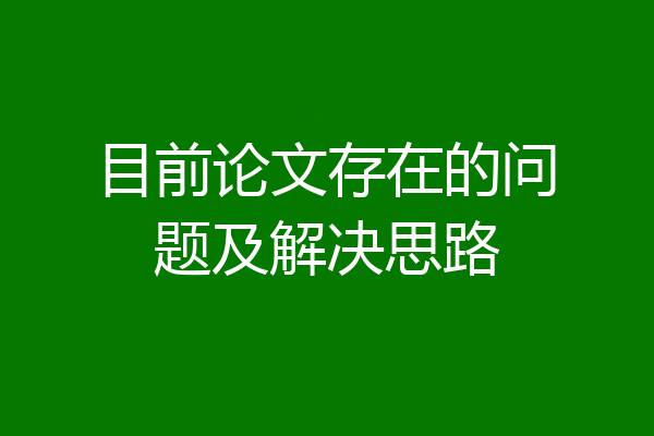 目前论文存在的问题及解决思路