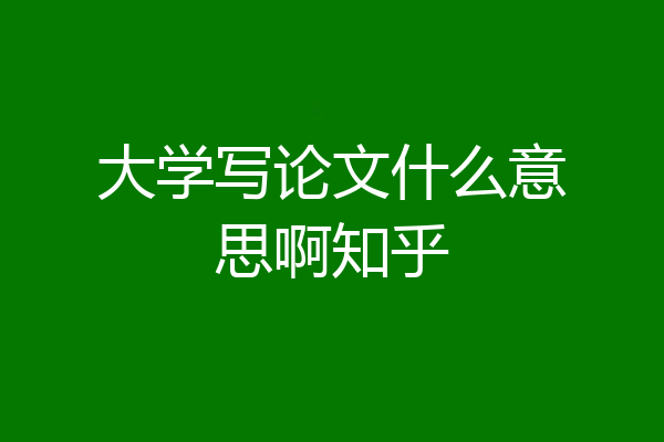 大学写论文什么意思啊知乎