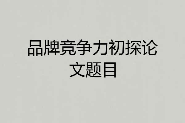 品牌竞争力初探论文题目
