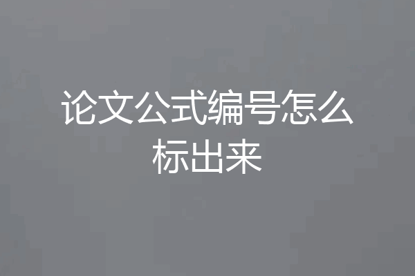 论文公式编号怎么标出来