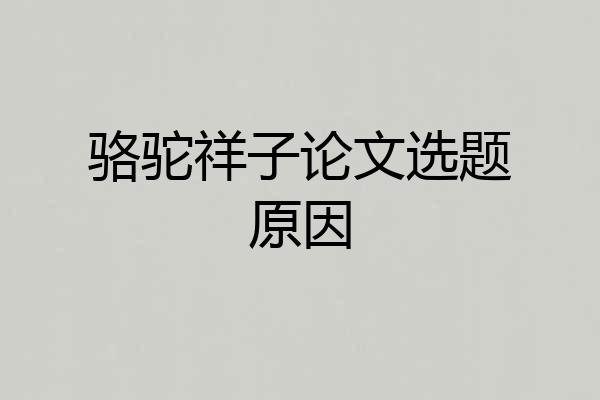 骆驼祥子论文选题原因