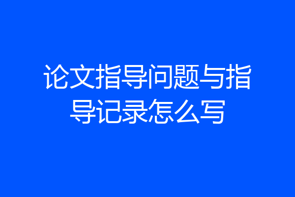 论文指导问题与指导记录怎么写