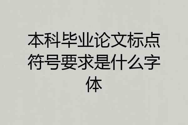 本科毕业论文标点符号要求是什么字体