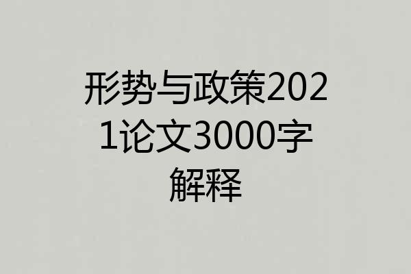 形势与政策2021论文3000字解释