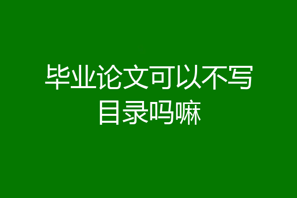 毕业论文可以不写目录吗嘛