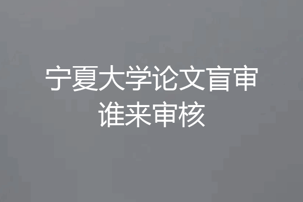 宁夏大学论文盲审谁来审核