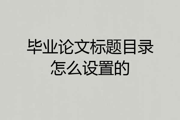 毕业论文标题目录怎么设置的