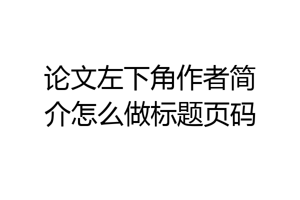 论文左下角作者简介怎么做标题页码