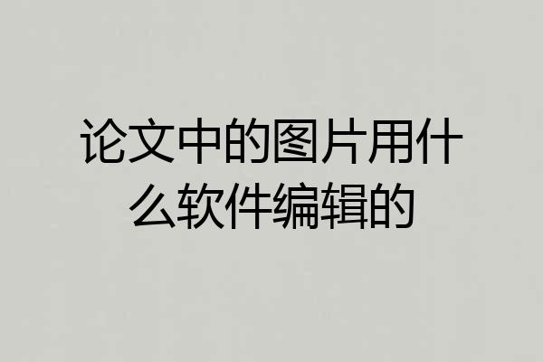 论文中的图片用什么软件编辑的