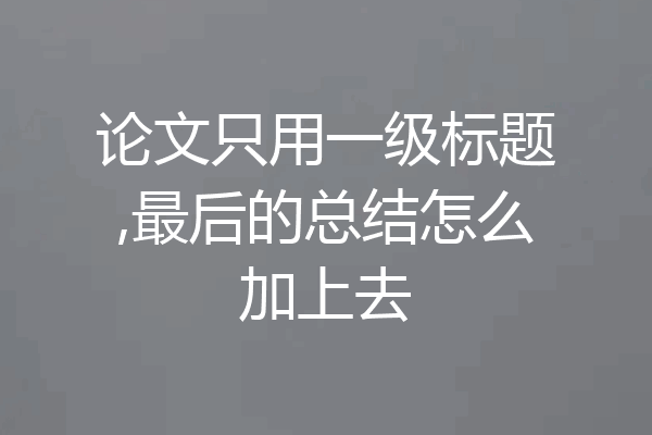论文只用一级标题,最后的总结怎么加上去
