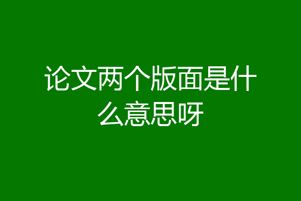 论文两个版面是什么意思呀