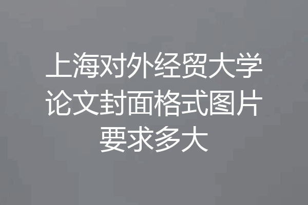 上海对外经贸大学论文封面格式图片要求多大