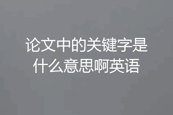 论文中的关键字是什么意思啊英语