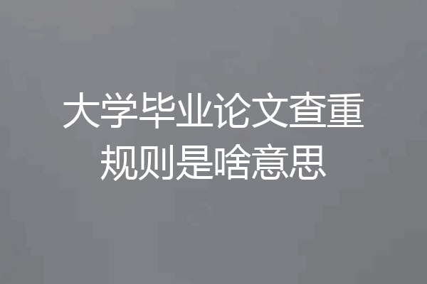 大学毕业论文查重规则是啥意思