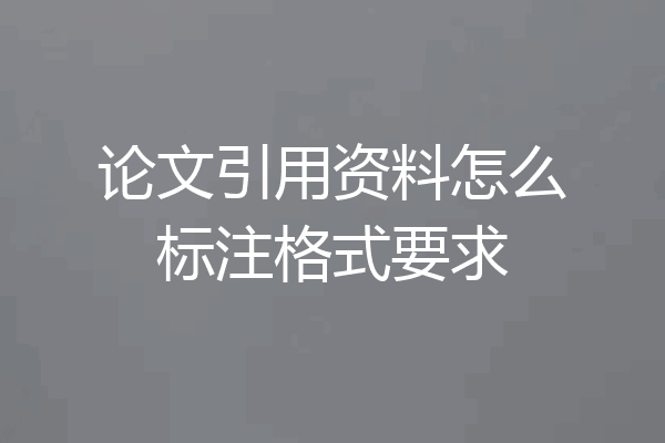 论文引用资料怎么标注格式要求