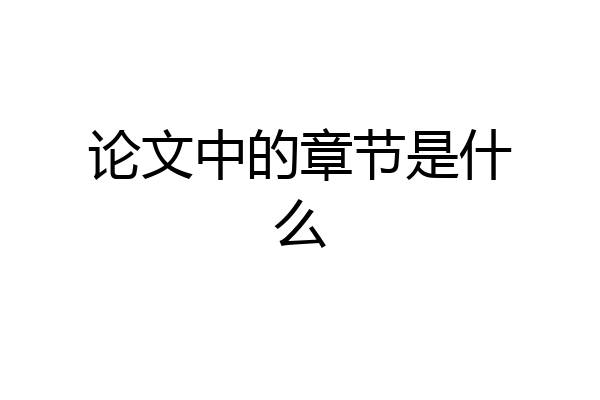 论文中的章节是什么