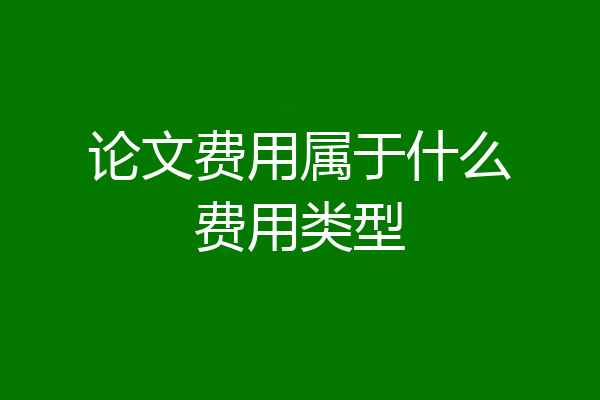 论文费用属于什么费用类型