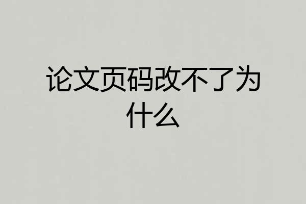 论文页码改不了为什么