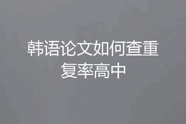 韩语论文如何查重复率高中