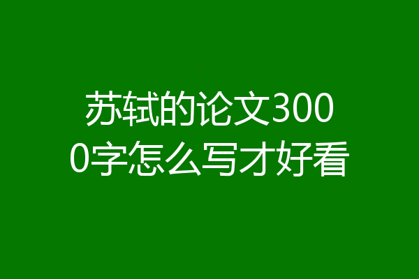 苏轼的论文3000字怎么写才好看