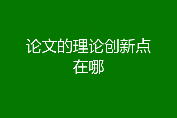 论文的理论创新点在哪