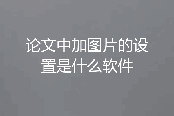 论文中加图片的设置是什么软件