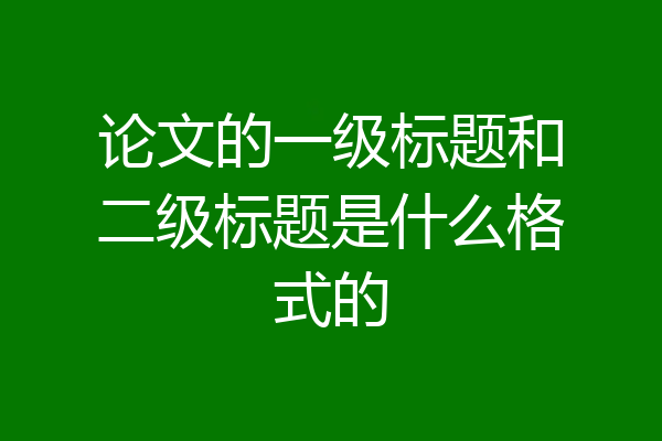 论文的一级标题和二级标题是什么格式的