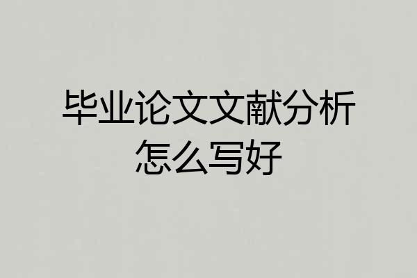毕业论文文献分析怎么写好
