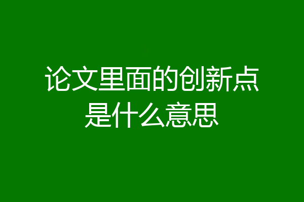 论文里面的创新点是什么意思