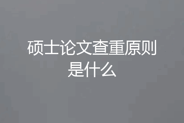硕士论文查重原则是什么