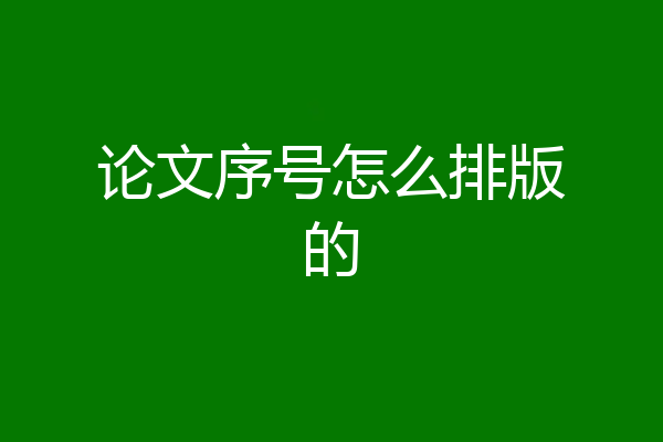 论文序号怎么排版的