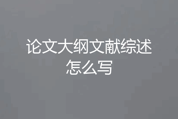 论文大纲文献综述怎么写