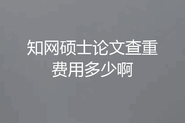知网硕士论文查重费用多少啊
