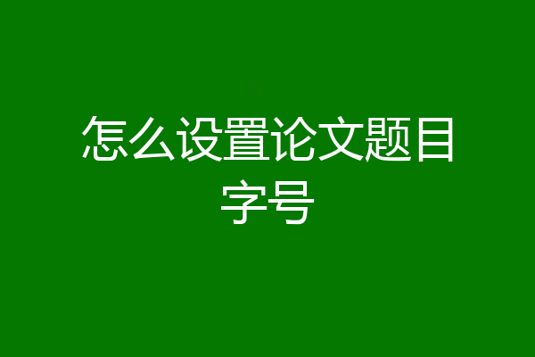 怎么设置论文题目字号