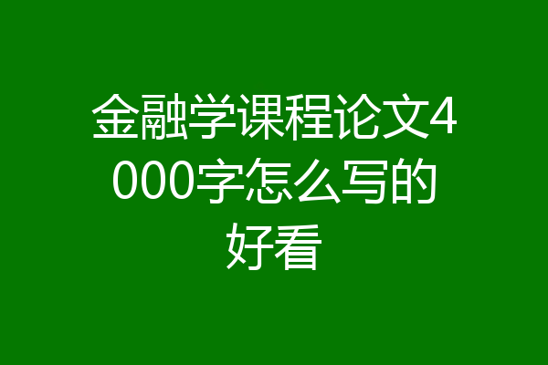金融学课程论文4000字怎么写的好看