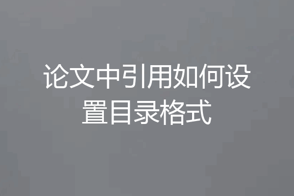论文中引用如何设置目录格式
