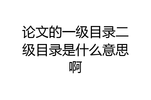 论文的一级目录二级目录是什么意思啊