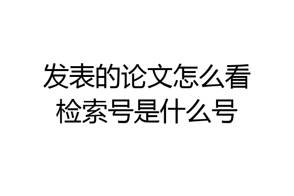 发表的论文怎么看检索号是什么号