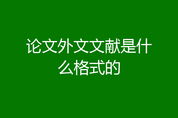 论文外文文献是什么格式的