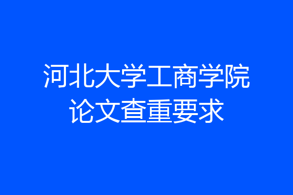 河北大学工商学院论文查重要求