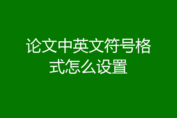 论文中英文符号格式怎么设置